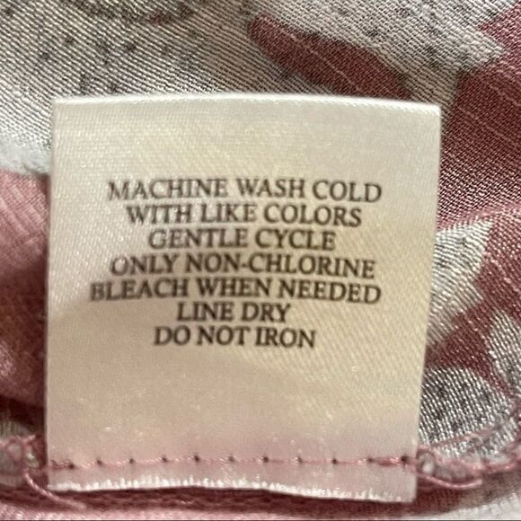 Fred David Pink Floral Tie Neck Long Sleeve Top Size Small - Picture 9 of 15